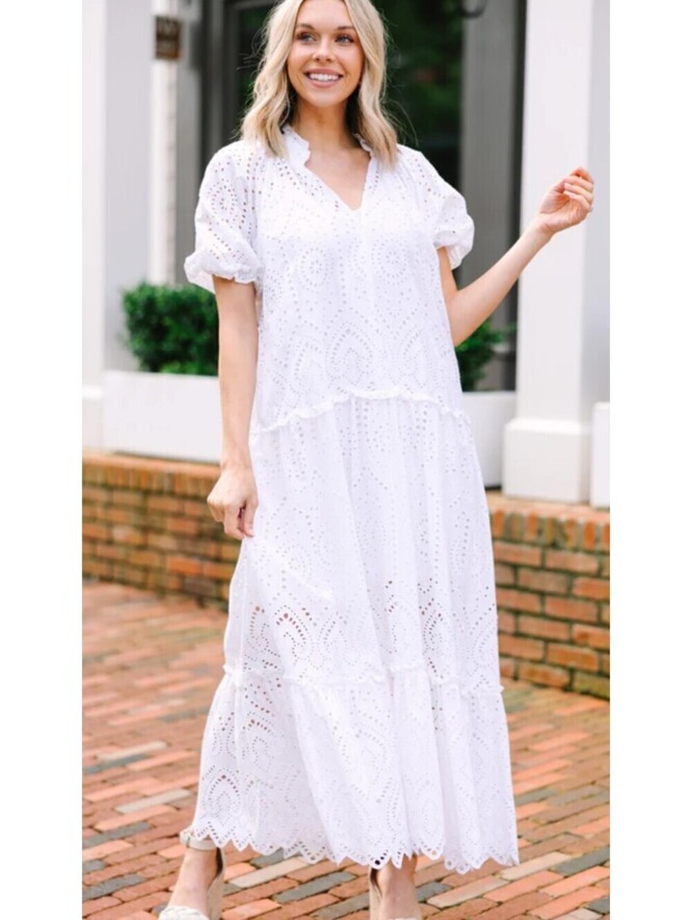 Cal Style Eyelet White Maxi Dress - Women's XL NWOT